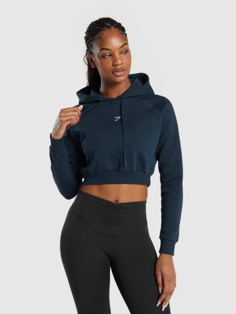 Gymshark Navy Cropped Hooded Sweatshirt
